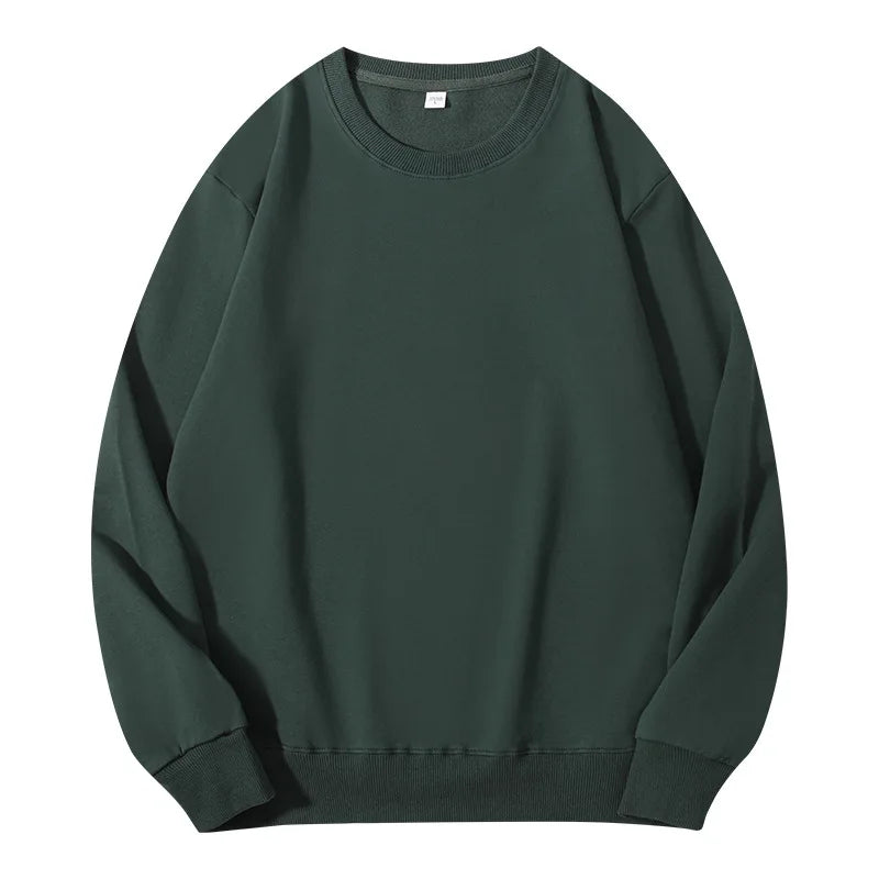 Sudadera informal lisa de cuello redondo, de tejido suave