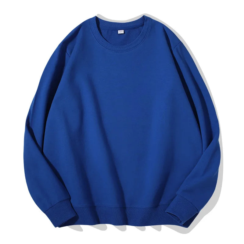 Sudadera informal lisa de cuello redondo, de tejido suave