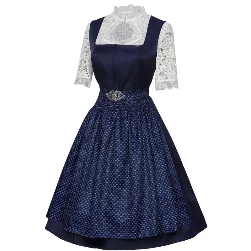 Robe Dirndl Traditionnelle Femme avec Chemisier et Tablier