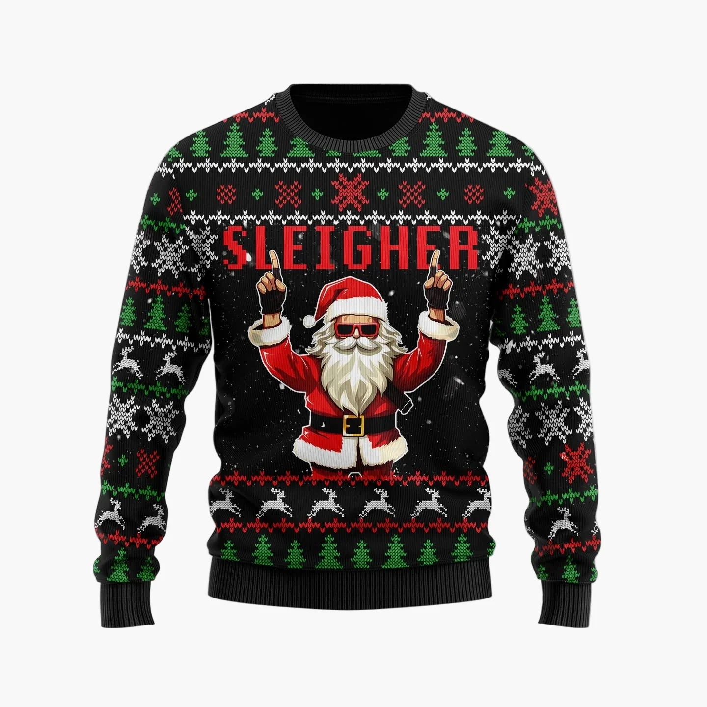 Zabawny męski sweter świąteczny – Styl retro, motyw Mikołaja, idealny na imprezy i wieczory Ugly Christmas Sweater
