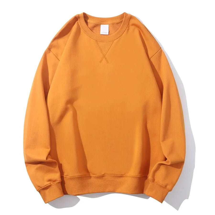 Ensfarvet sweatshirt med rund hals og lange ærmer