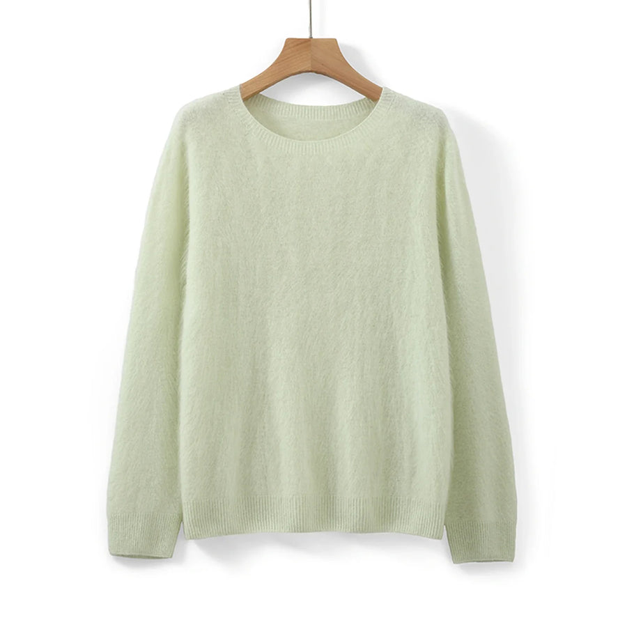 Kuscheliger Damenpullover mit Rundhalsausschnitt und langen Ärmeln aus weichem, flauschigem Material