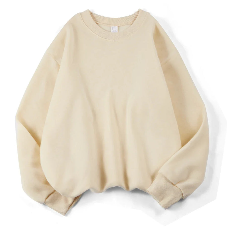 Sweat-shirt Femme ample Violet uni col rond et manches longues
