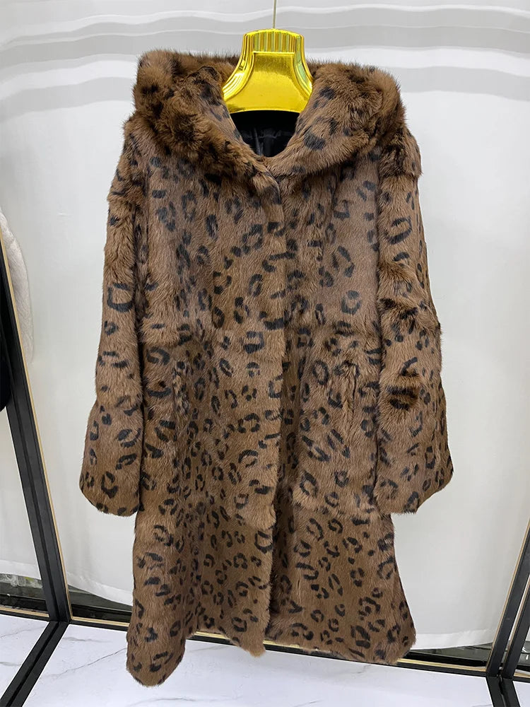 Abrigo largo con capucha de piel sintética para mujer, estilo parka acogedora