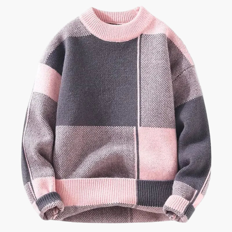 Pull ample à motif géométrique pour homme, style décontracté tendance