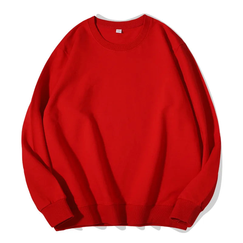 Sudadera informal lisa de cuello redondo, de tejido suave