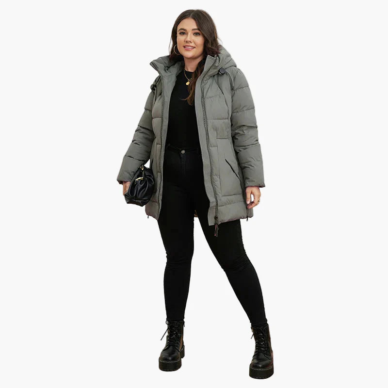 Cappotto invernale trapuntato con cappuccio da donna, stile moderno e comfort quotidiano