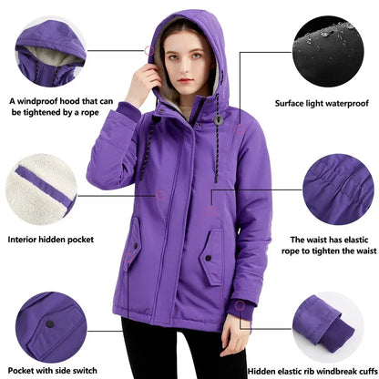 Abrigo de Invierno para Mujer con Capucha Estilo Casual Caliente para Exterior