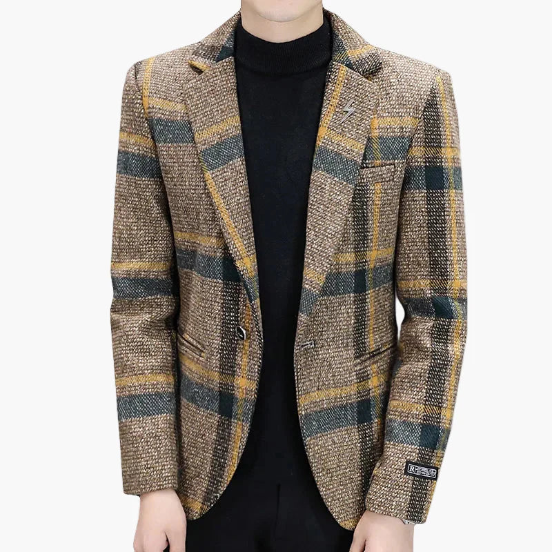 Elegant herrblazer i rutig modern stil för affärer och utekvällar