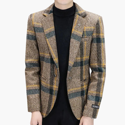 Elegant herrblazer i rutig modern stil för affärer och utekvällar