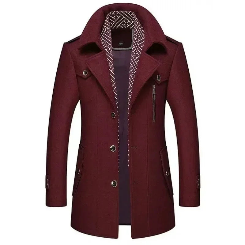 Elegant lång kappa för herr – Chic och bekväm urban stil