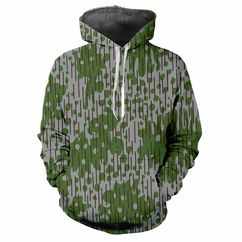 Camouflagehoodie voor heren met kangoeroezak en verstelbare trekkoorden