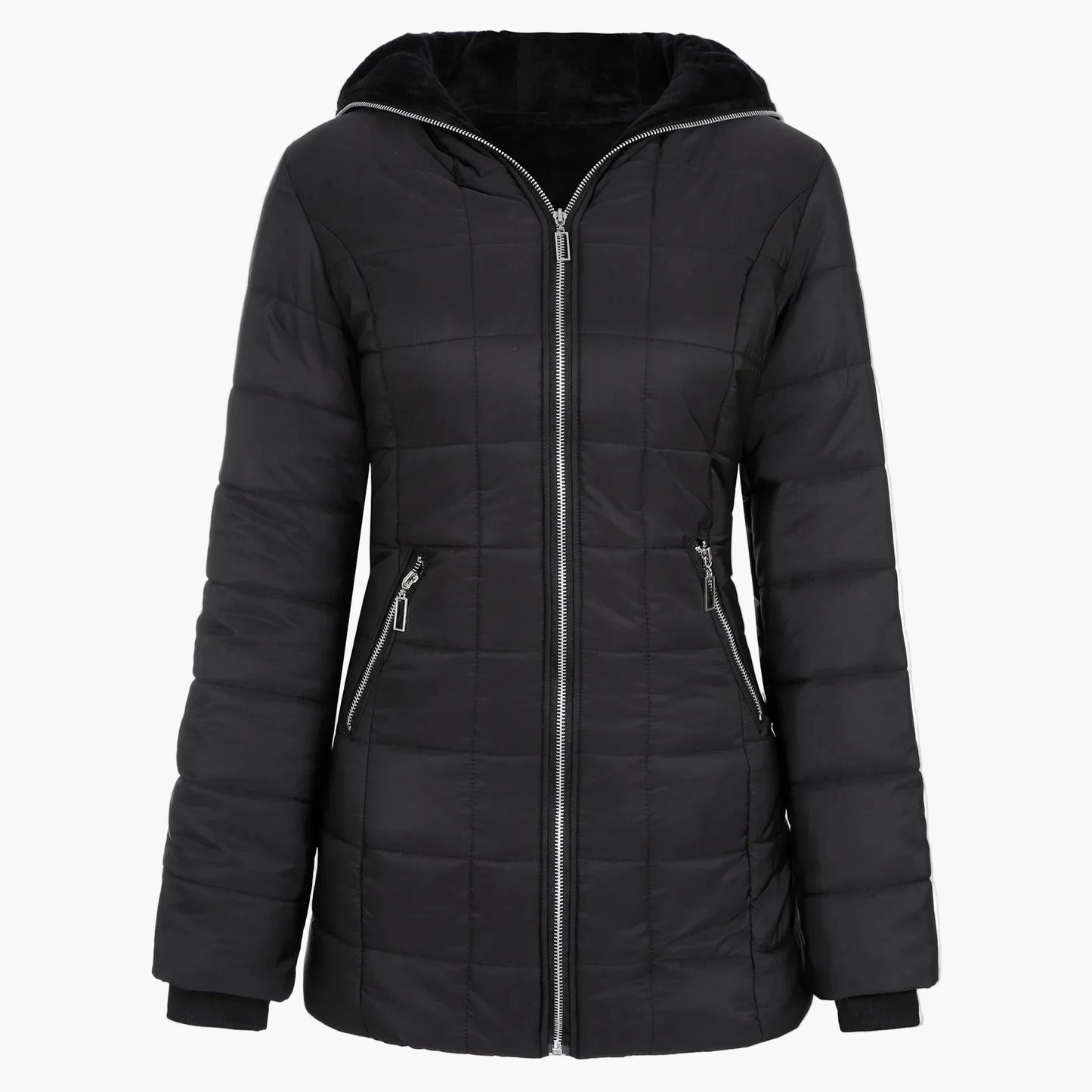Chaqueta de invierno para mujer elegante con capucha estilo acolchado largo para tiempo frío