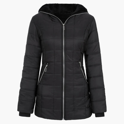Chaqueta de invierno para mujer elegante con capucha estilo acolchado largo para tiempo frío