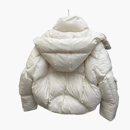 Kort Quiltad Dunjacka med Hood för Dam – Varm och Trendig Urban Stil