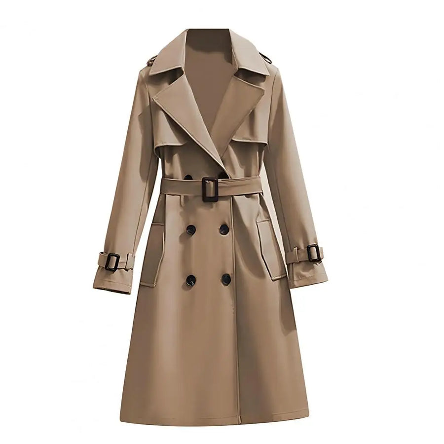 Trench-coat long double boutonnage avec ceinture pour femme - Plusieurs couleurs