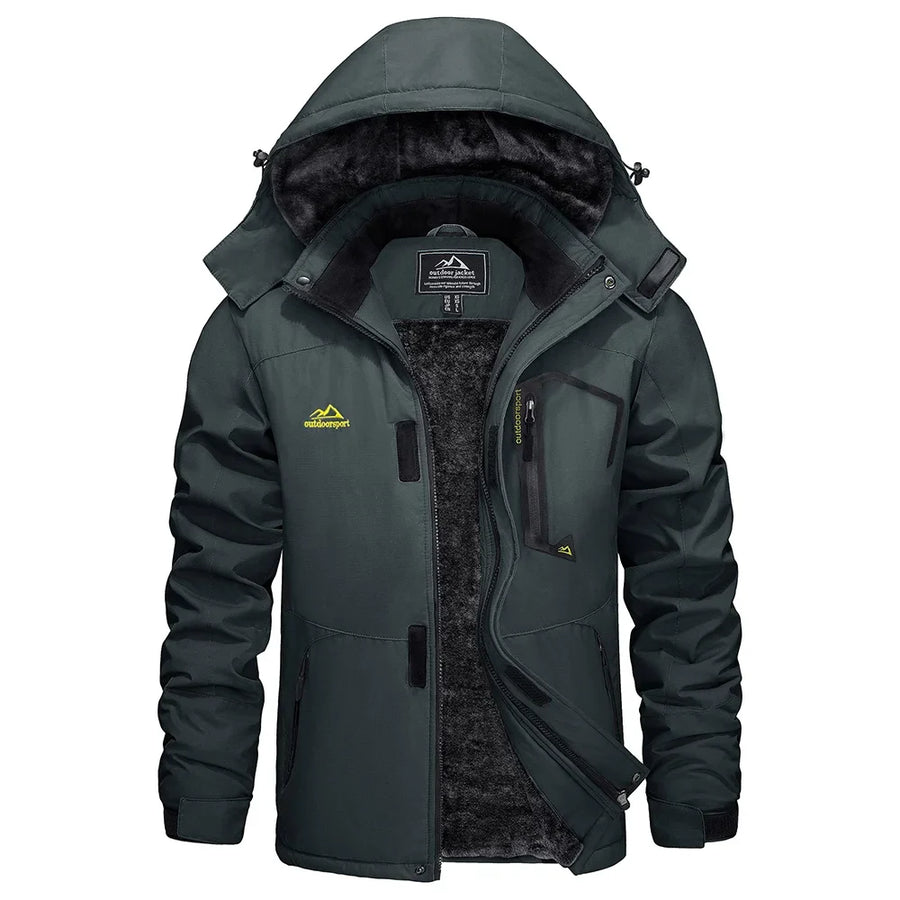 Wasserdichte Herren-Wanderjacke mit Kapuze und warmem Innenfutter für Outdoor-Aktivitäten