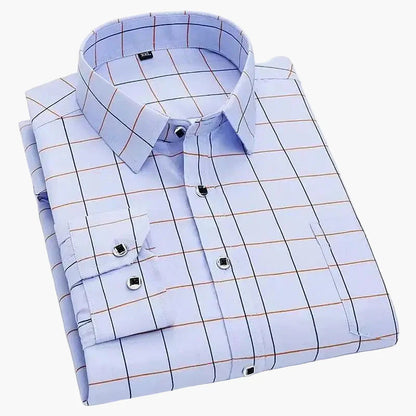 Camicia uomo elegante a righe stile business casual – maniche lunghe, tendenza urbana
