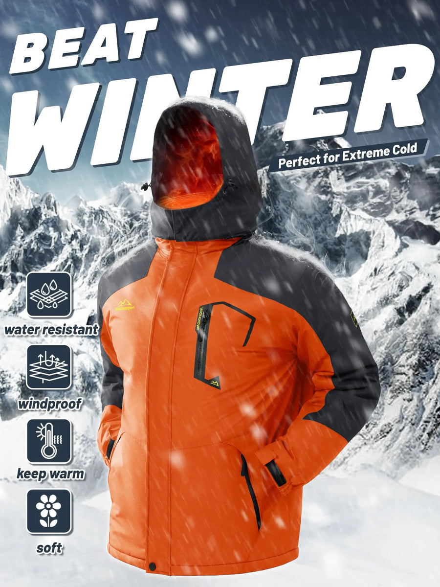 Veste de Ski Homme Imperméable Coupe-Vent avec Capuche Amovible