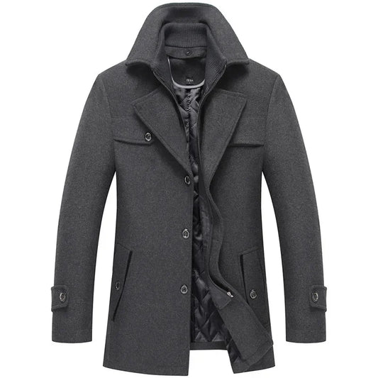 Cappotto elegante a doppio colletto da uomo – Stile urbano e raffinato per l’inverno