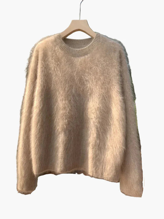 Maglione ampio stile casual da donna, collo rotondo, look cocooning chic