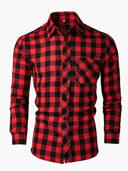 Chemise à carreaux manches longues style décontracté pour homme