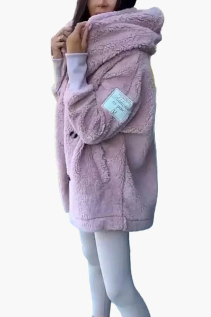 Hættetrøje i pelslignende stil til kvinder, afslappet og elegant trend