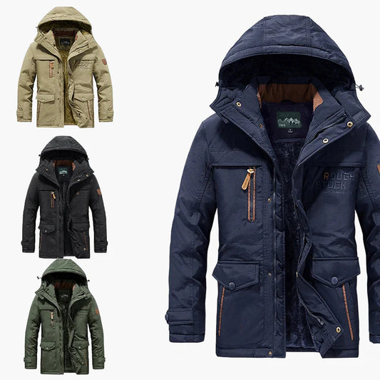 Men's winter jacket outdoor style waterproof with hood – ideal for hiking and leisure
