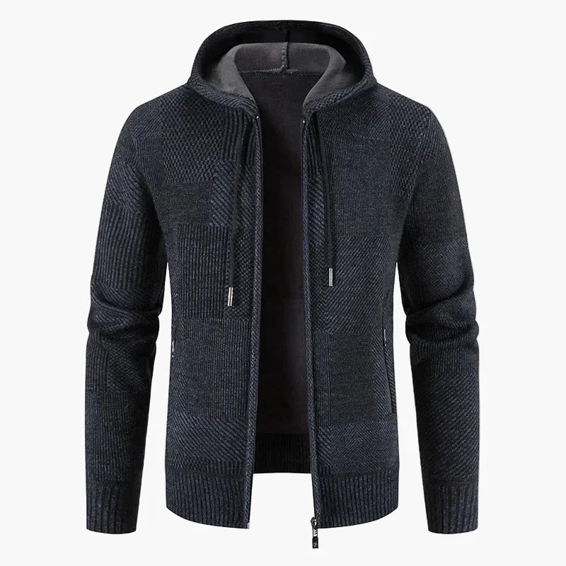 Chaqueta con capucha con cremallera estilo sudadera para hombre – Elegancia casual de invierno