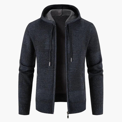 Chaqueta con capucha con cremallera estilo sudadera para hombre – Elegancia casual de invierno