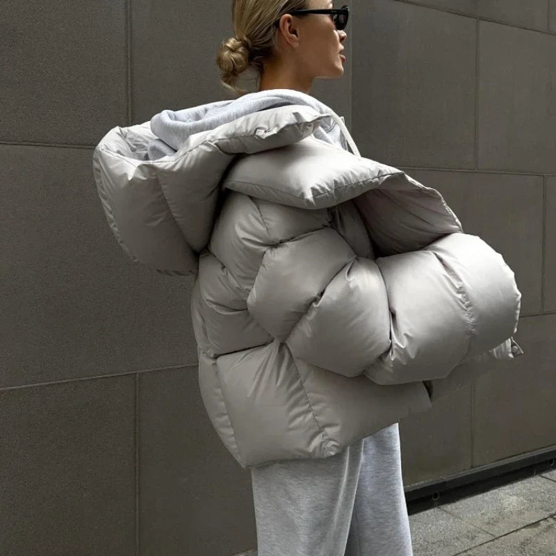 Women's Short Hooded Quilted Puffer Jacket