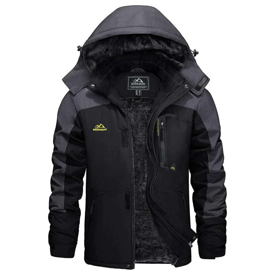 Wasserdichte Herren-Wanderjacke mit Kapuze und warmem Innenfutter für Outdoor-Aktivitäten