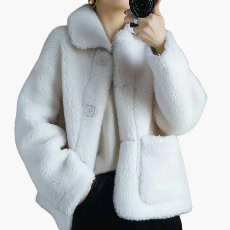 Manteau court femme style décontracté hiver, coupe ample, idéal pour tenues cosy