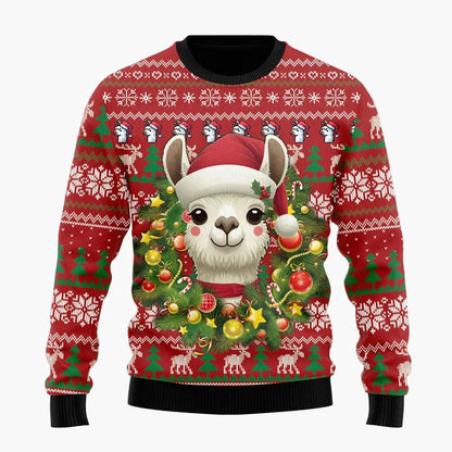 Unisex Weihnachts-Pullover Lama mit festlichen Mustern – Winter-Sweatshirt mit Humor, originelles Geschenk