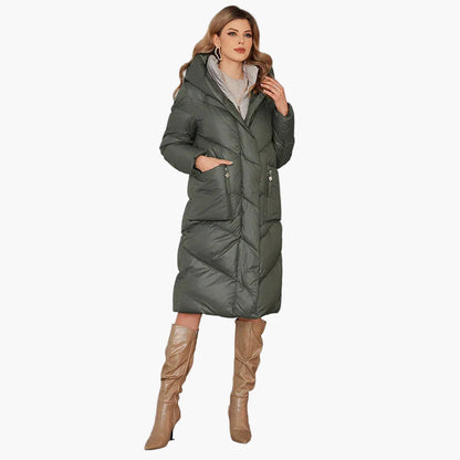 Abrigo acolchado largo para mujer estilo urbano elegante invierno