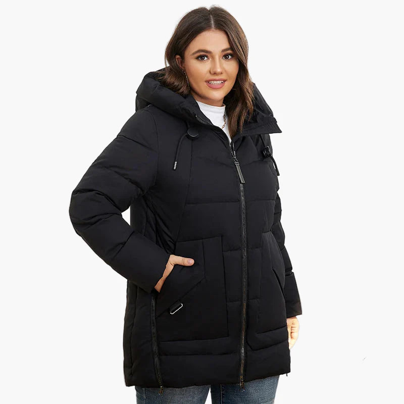 Cappotto invernale trapuntato con cappuccio da donna, stile moderno e comfort quotidiano