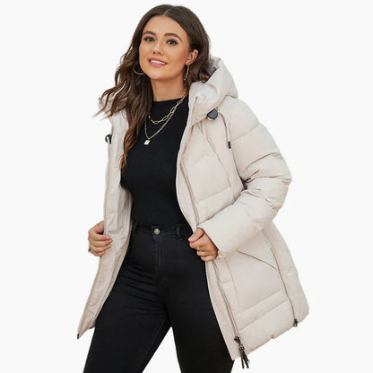 Cappotto invernale trapuntato con cappuccio da donna, stile moderno e comfort quotidiano