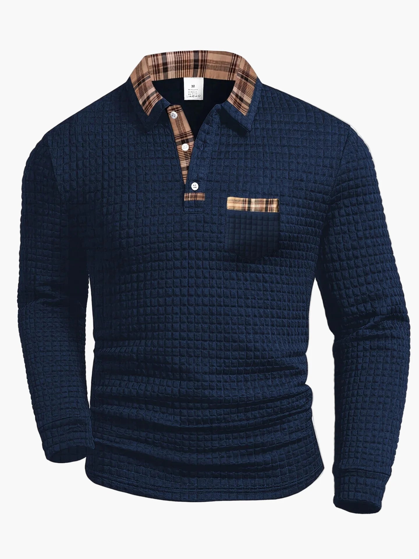 Herren-Poloshirt mit langen Ärmeln im lässigen Stil und kontrastierendem Kragen für Freizeit und Ausflüge