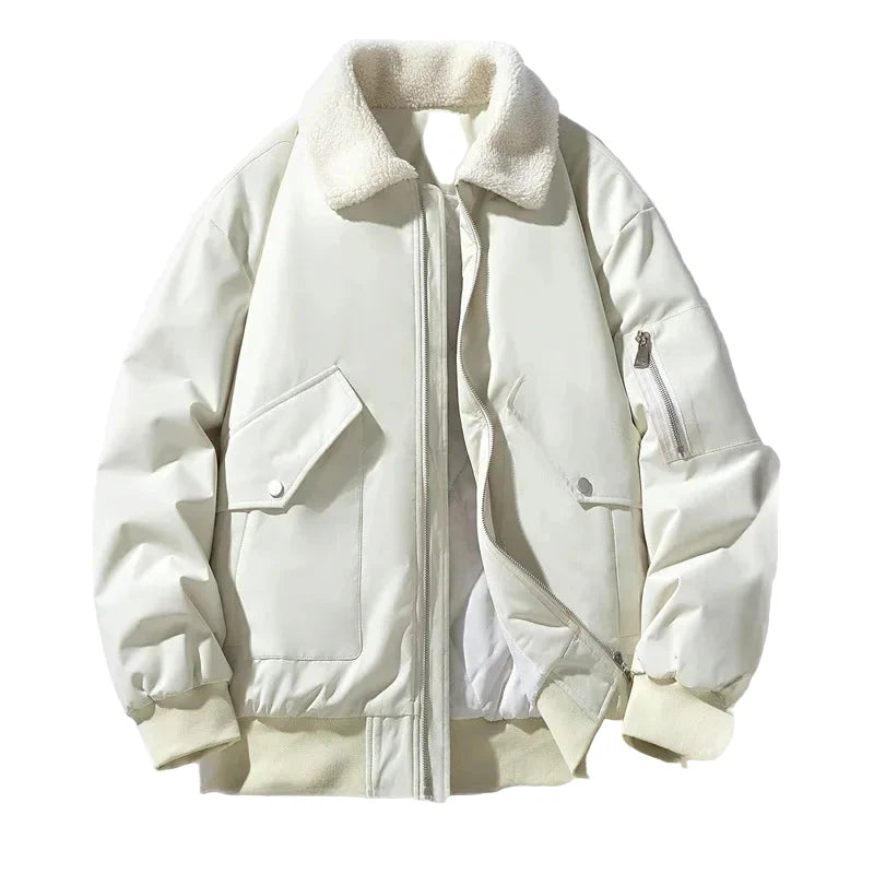 Chaqueta de hombre estilo aviador con cuello sherpa, tendencia invierno cálido