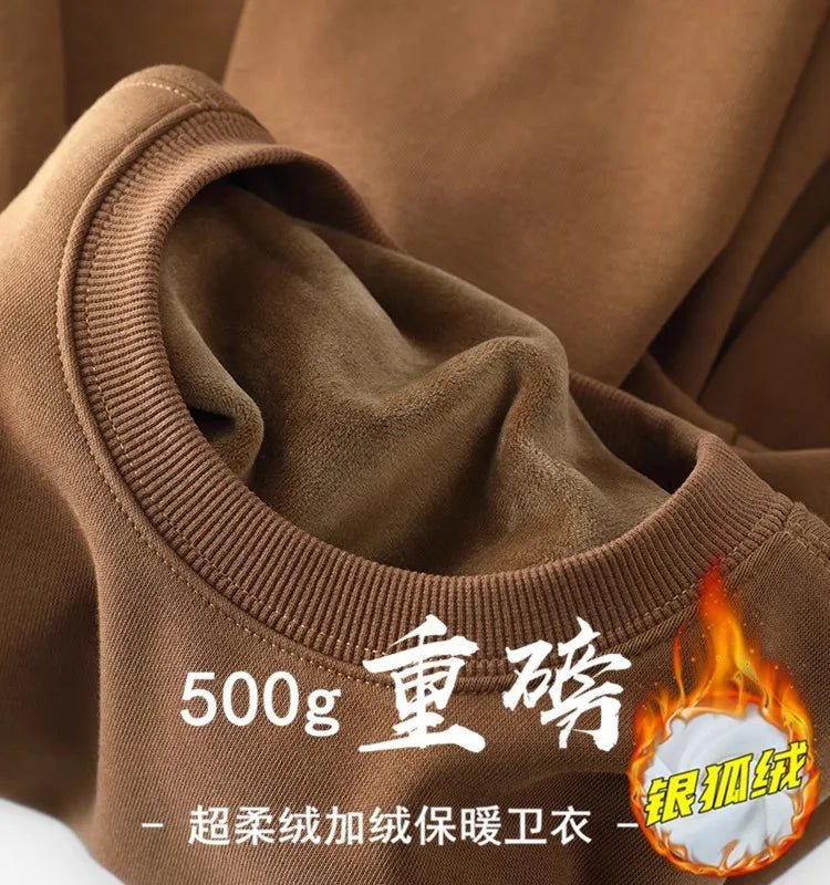 Herren-Sweatshirt mit Rundhalsausschnitt, Fleece-Futter und langen Ärmeln
