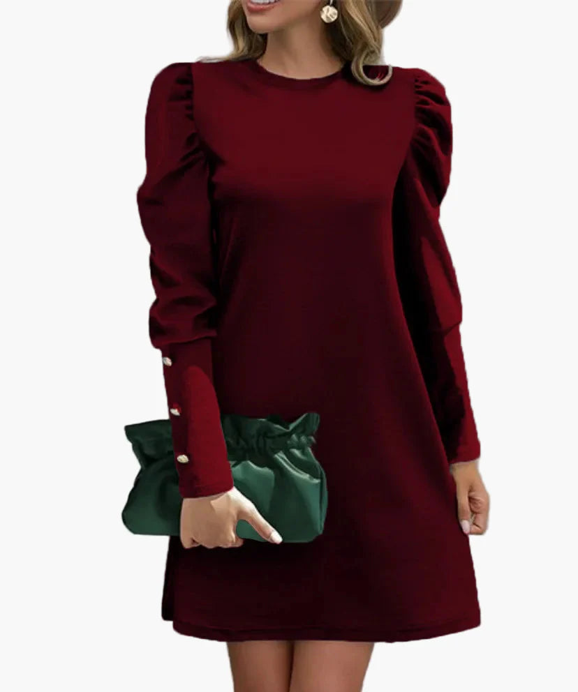 Robe élégante à manches longues bouffantes pour femme – Style chic pour occasions spéciales