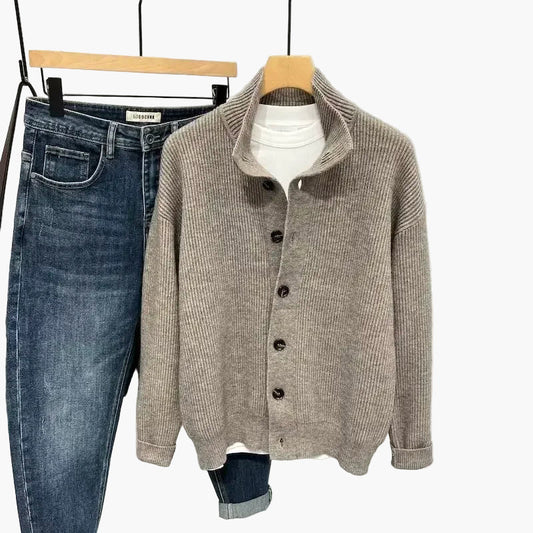 Herrecardigan med lynlås i afslappet stil – Elegant og alsidigt urban look