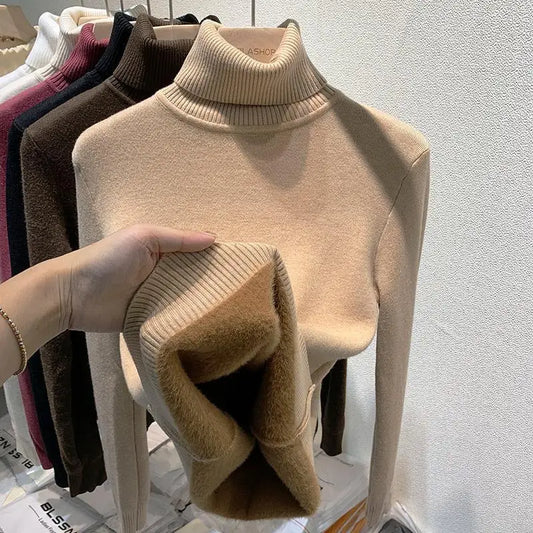Pull à Col Roulé Doublé Femme Style Classique et Confort Hiver