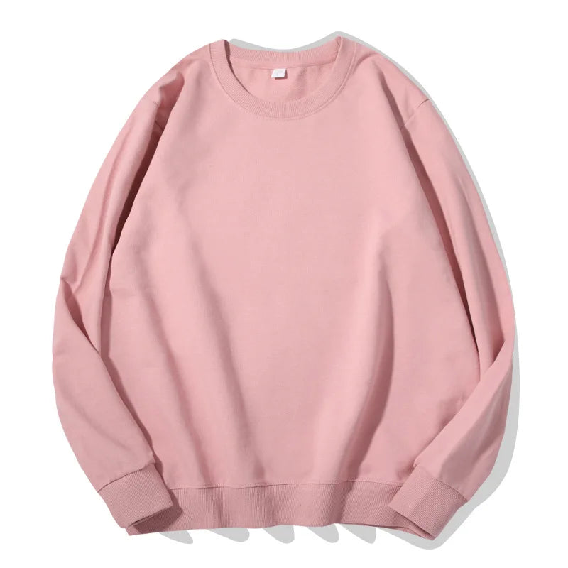 Sudadera informal lisa de cuello redondo, de tejido suave