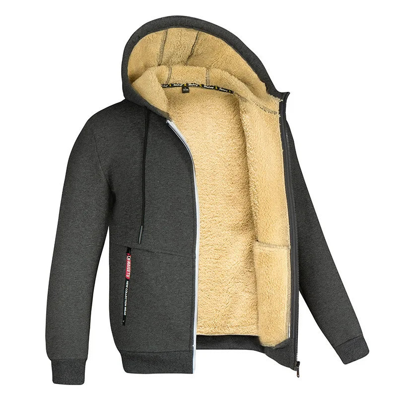 Derek – Zip-hoodie med sherpa-foder för män