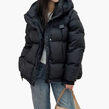 Chaqueta acolchada gruesa para mujer estilo urbano con capucha para invierno – chaqueta cálida casual