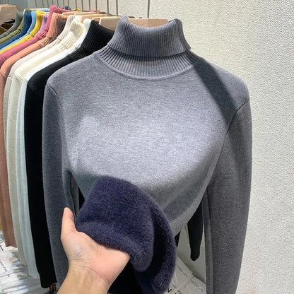 Damski sweter z podwójnym golfem w klasycznym i wygodnym stylu na zimę