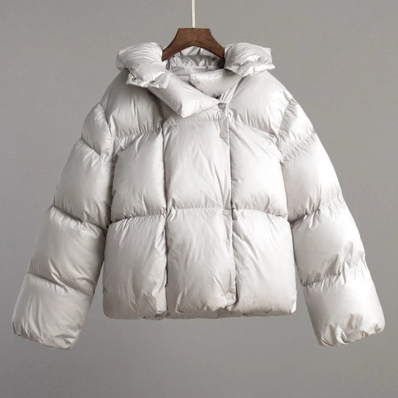 Women's Short Hooded Quilted Puffer Jacket