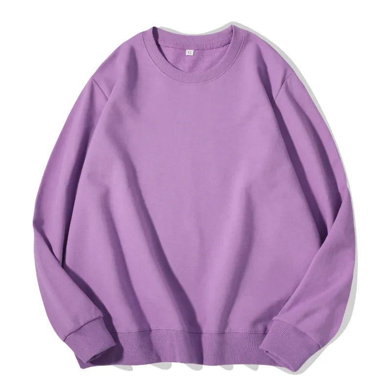 Sudadera informal lisa de cuello redondo, de tejido suave