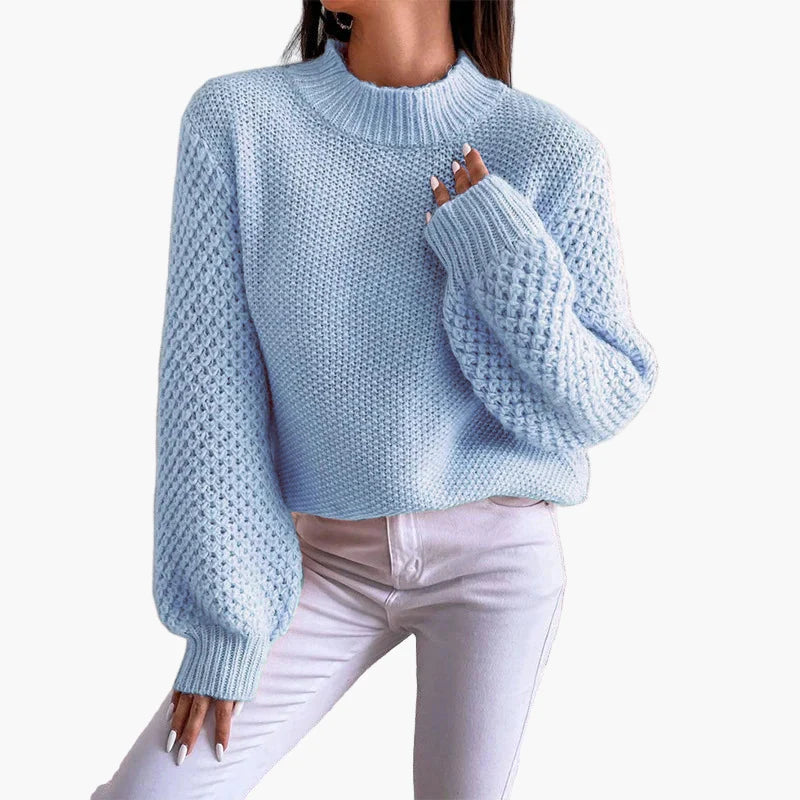 Pull ample femme style décontracté manches ballon tricot chic automne hiver